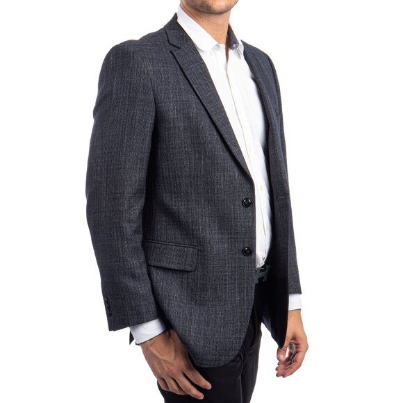 Dark Grey Wool Notch Lapel Men's Jacket - Picture 6 of 7